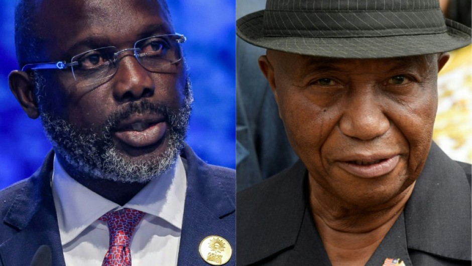 Liberians will choose between incumbent President George Weah (L) and former vice president Joseph Boakai (R) in Tuesday's presidential run-off