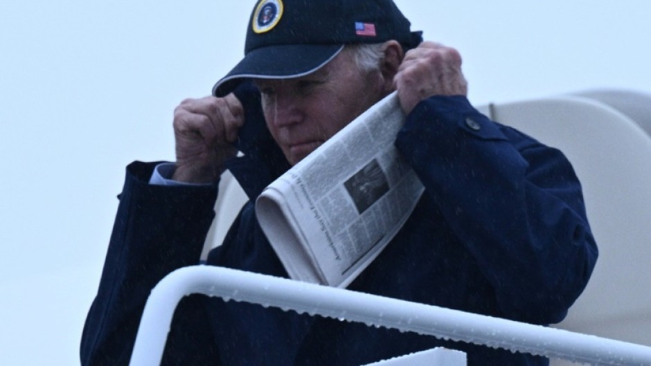 US President Joe Biden disembarks Air Force One at Joint Base Andrews near Washington after spending the Thanksgiving holiday in Nantucket, Massachusetts