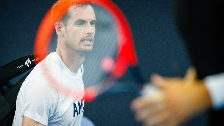 Britain's Andy Murray attends a training session ahead of the Brisbane International
