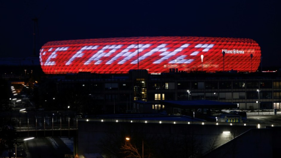 The words "Danke Franz" ("Thank you, Franz") are projected in tribute to Franz Beckenbauer onto FC Bayern's stadium, the Allianz Arena, in Munich, on January 8th after the former player and coach's death.