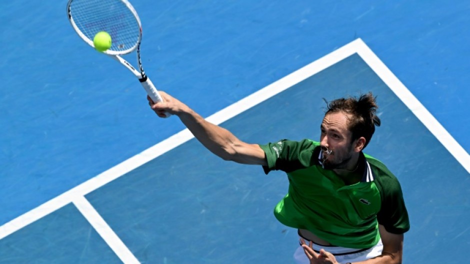 Russia's Daniil Medvedev serves against Portugal's Nuno Borges at the Australian Open