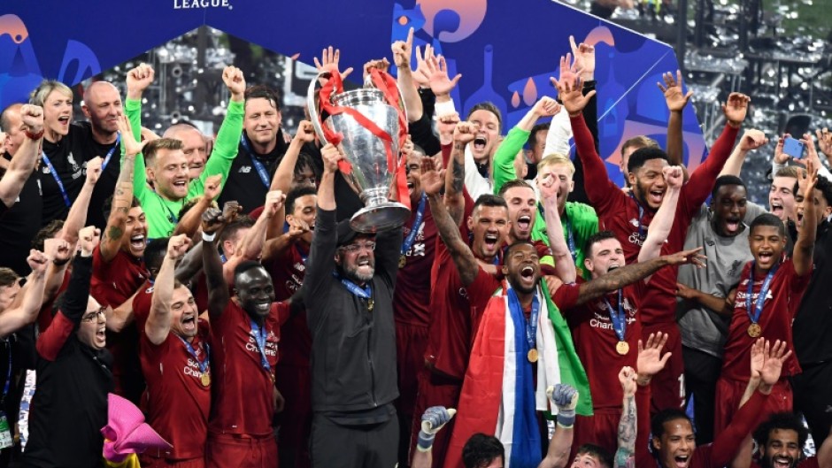 Jurgen Klopp lifts the Champions League trophy after Liverpool beat Tottenham to win the 2019 final