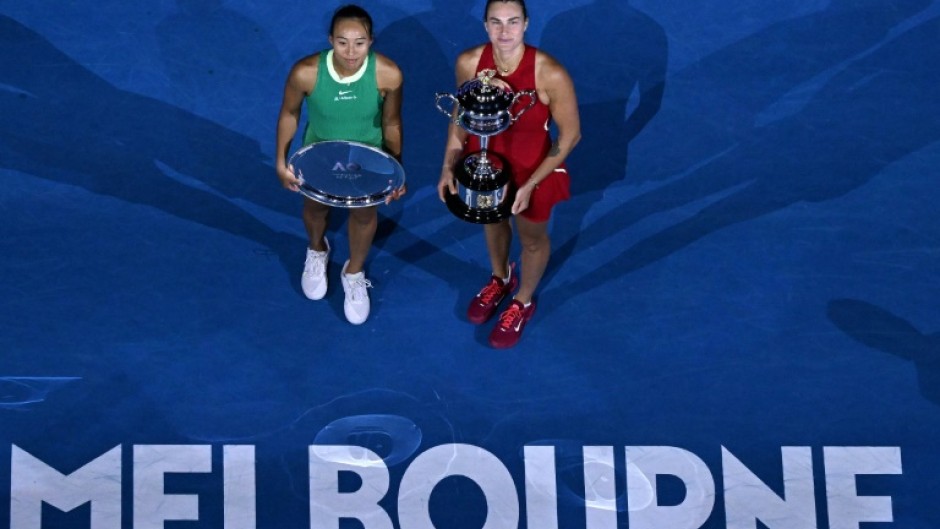 China's Zheng Qinwen (left) lost to Aryna Sabalenka in the Australian Open final