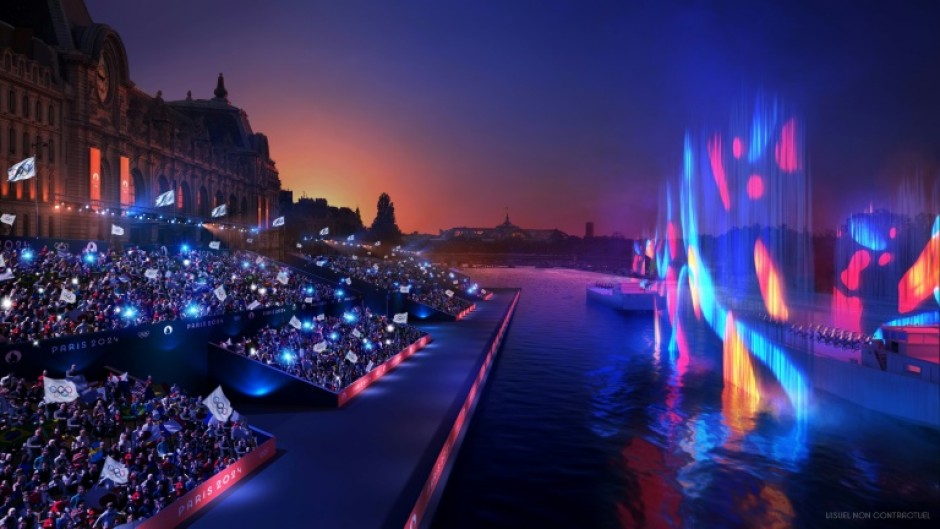 The Paris Olympics opening ceremony, shown in this mock-up illustration released by organisers, will break tradition by taking place on the River Seine