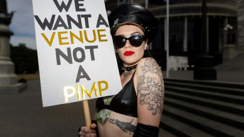 Vixen Temple from the group Fired Up Stilettos, who are demanding better employment rights for adult entertainment workers in New Zealand
