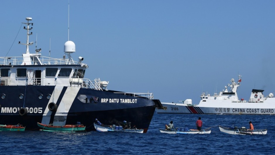 Chinese vessels shadowed a Philippine boat that was delivering food and fuel to Filipino fishermen to allow them to spend more time at sea