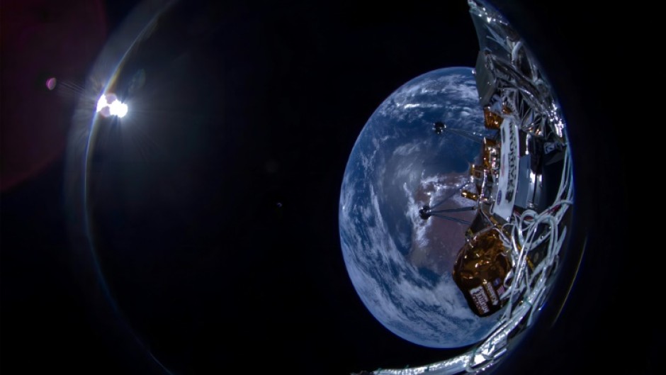 This photo courtesy of Intuitive Machine shows the first view of Earth taken during the IM-1 mission 