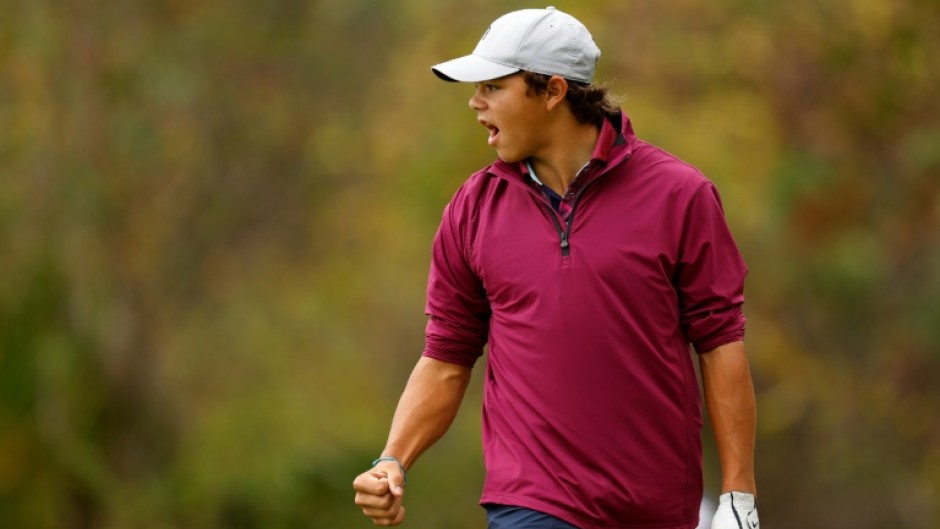 Charlie Woods, son of golf superstar Tiger Woods, plays the final round of the 2023 PNC Championship exhibition tournament