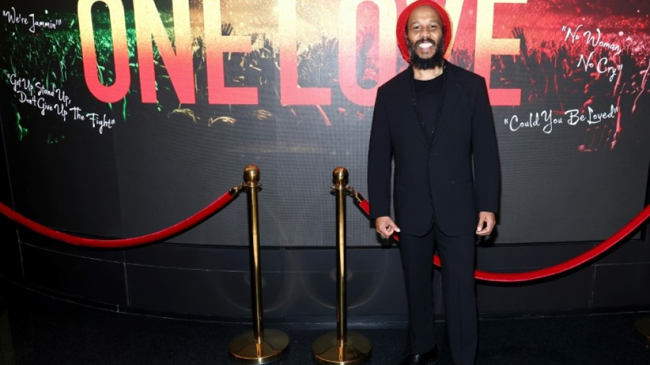 Ziggy Marley, a producer of the biopic about his father "Bob Marley: One Love," appears at a February 13, 2024 screening of the film in Washington 