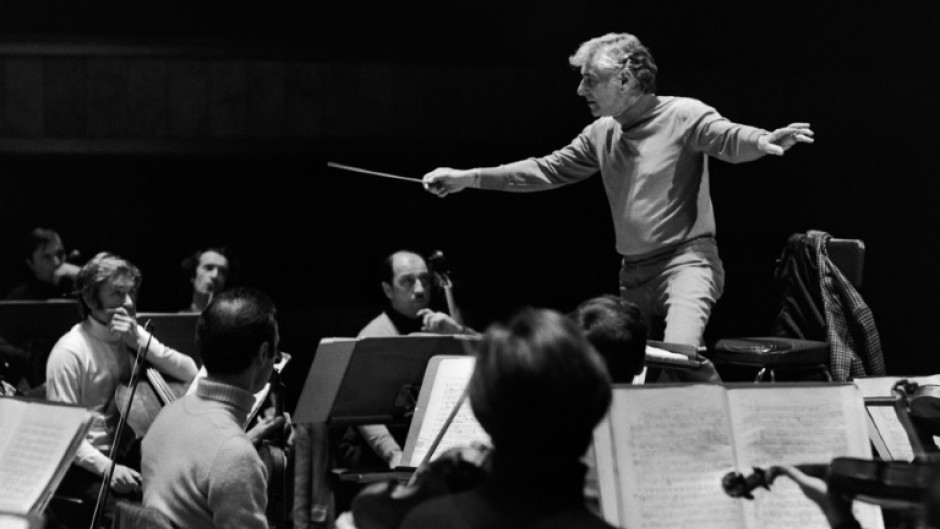 US conductor and composer Leonard Bernstein -- seen here in 1971 rehearsing with the Orchestre de Paris -- is the subject of 'Maestro'