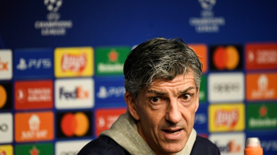 Real Sociedad coach Imanol Alguacil speaking to reporters on Monday ahead of the Champions League last 16, second leg against Paris Saint-Germain