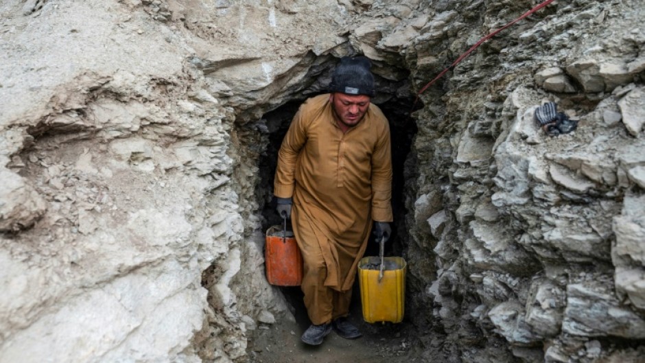 A group of unemployed Afghan men's efforts to mine the rocky mountains of Badakhshan province have borne little fruit so far