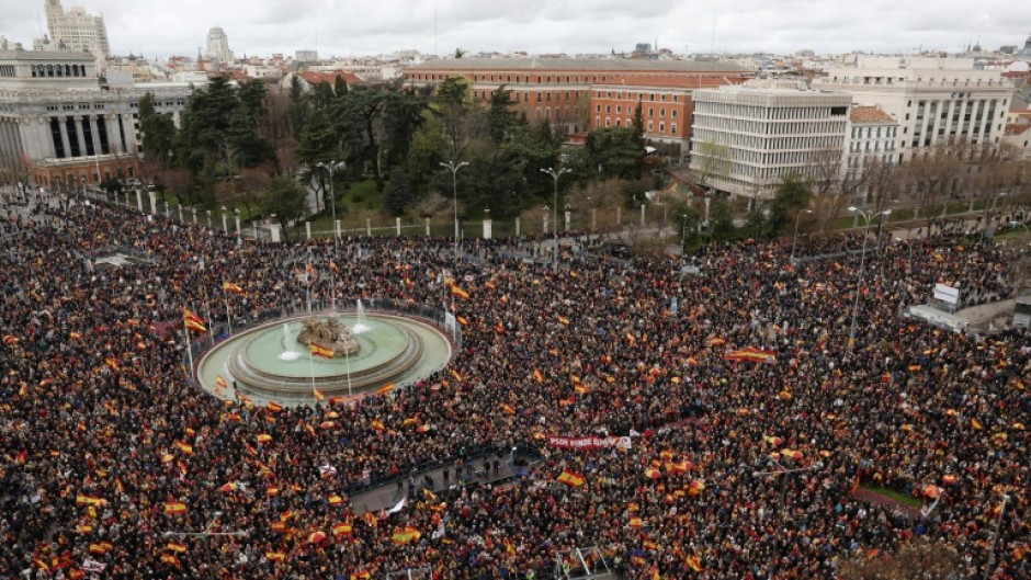Around 15,000 flocked to Cibeles Square in the historic centre of Madrid