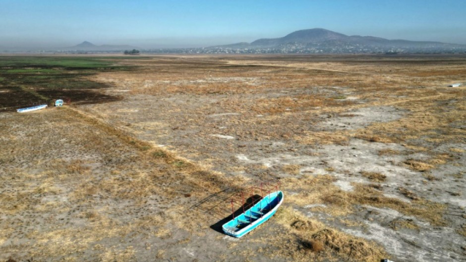 Abandoned boats sit on the dry Zumpango lakebed north of Mexico City