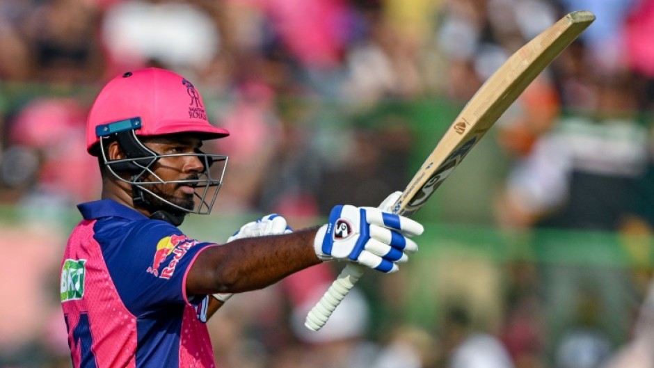 In the runs: Rajasthan Royals' captain Sanju Samson celebrates after scoring a half-century against Lucknow Super Giants