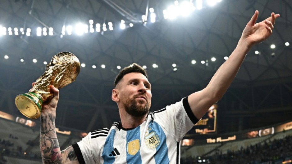 Adidas icon: Lionel Messi celebrates after leading Argentina to victory over Nike's France  in the 2022 World Cup final