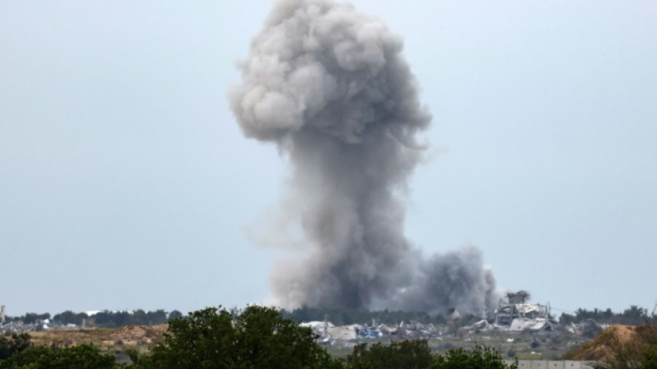 Smoke rises over Gaza after Israeli bombardments of the warn-torn territory