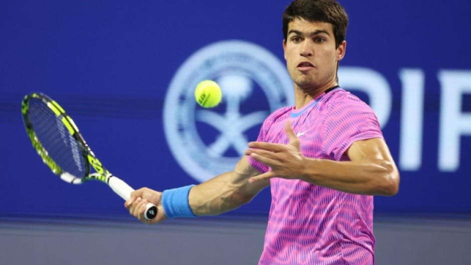 Carlos Alcaraz beat Gael Monfils of France in the third round of the Miami Open on Monday. 