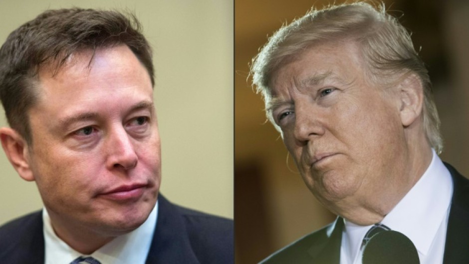 Elon Musk (L) says he will not directly back Donald Trump (R) or Joe Biden, but his X feed makes clear that his support lies with the Republican
