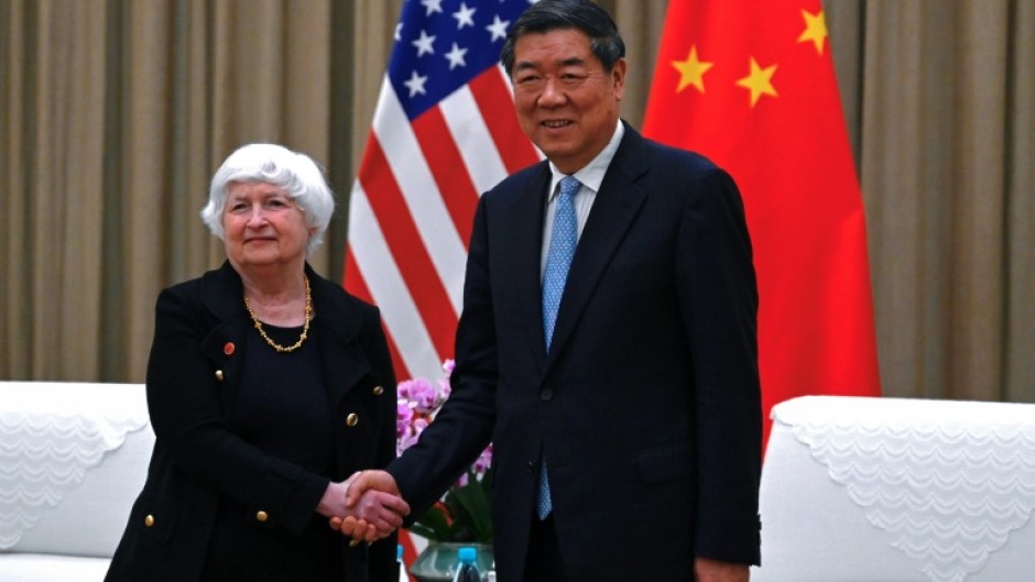 US Treasury Secretary Janet Yellen held hours of discussions with her Chinese counterpart, Vice Premier He Lifeng (R)