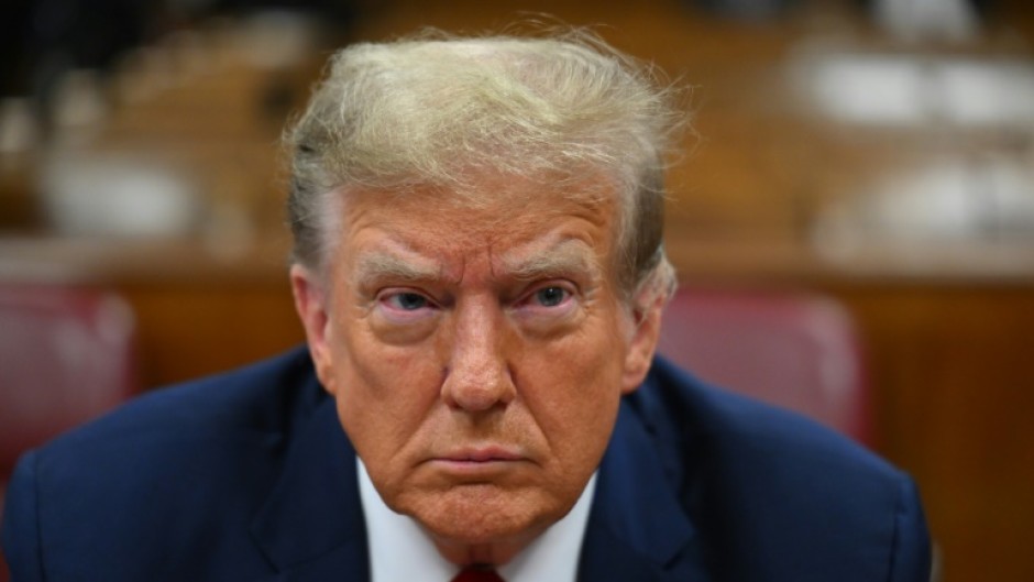 Former US president Donald Trump attends the first day of his trial for allegedly covering up hush money payments linked to extramarital affairs