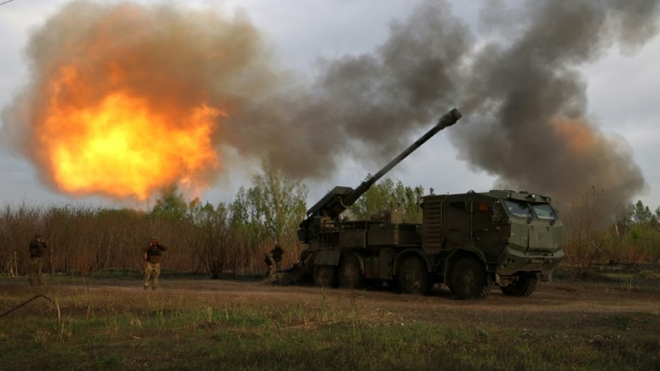 Ukrainian forces targeting a Russian position in the Kharkiv region on Sunday