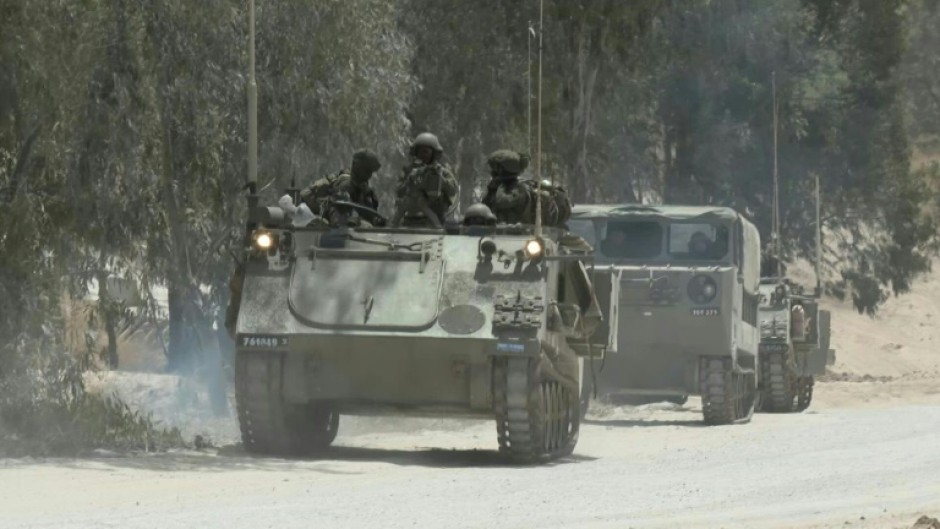 Israeli troops along the border with Gaza