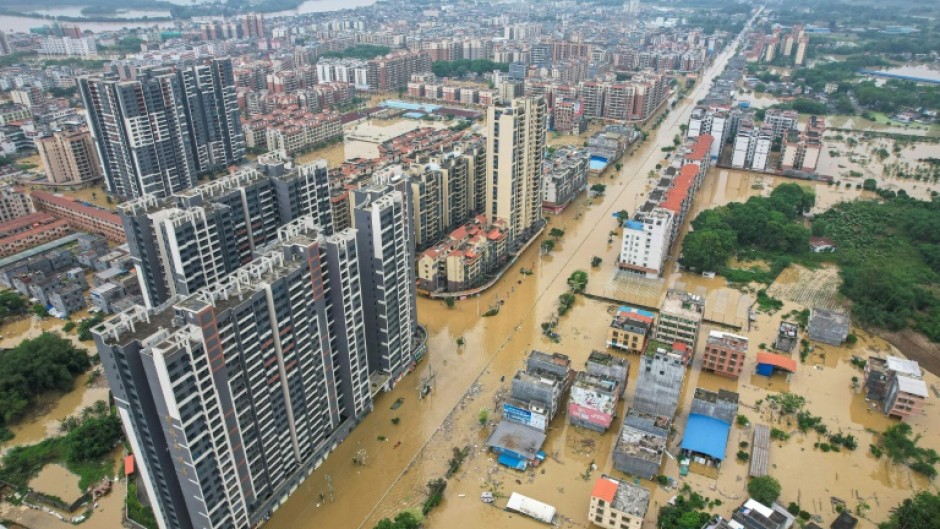 Hundreds of thousands of people have been evacuated due to flooding in southern China, including in Qingyuan (pictured)