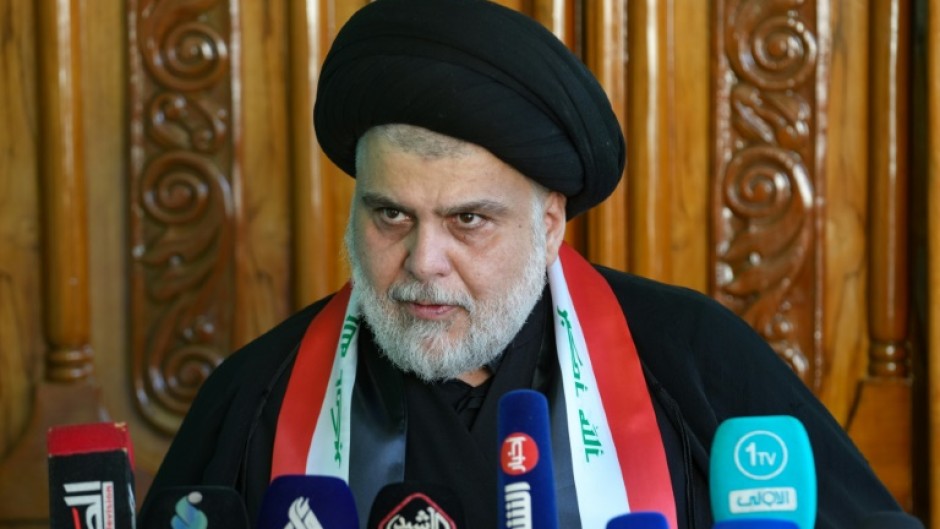 Iraqi cleric Moqtada Sadr, pictured at his home in the holy city of Najaf on July 20, 2023, retains a devoted following of millions among the country's majority Shiite Muslim population, and wields great influence over Iraqi politics