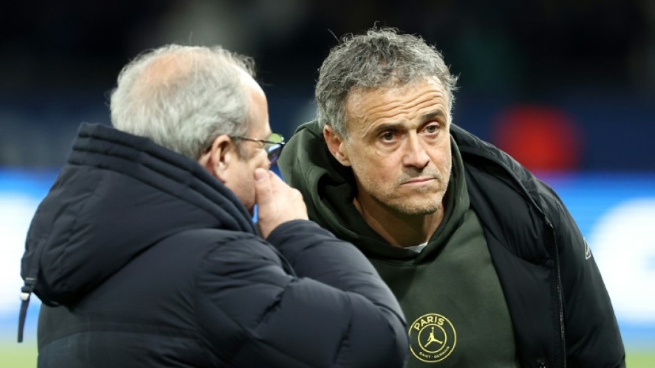 Luis Enrique (R) is hoping to lead Paris Saint-Germain to a historic treble