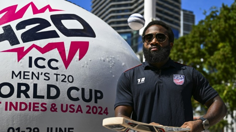 USA Cricket's vice-captain Aaron Jones promotes the T20 World Cup in Miami, Florida