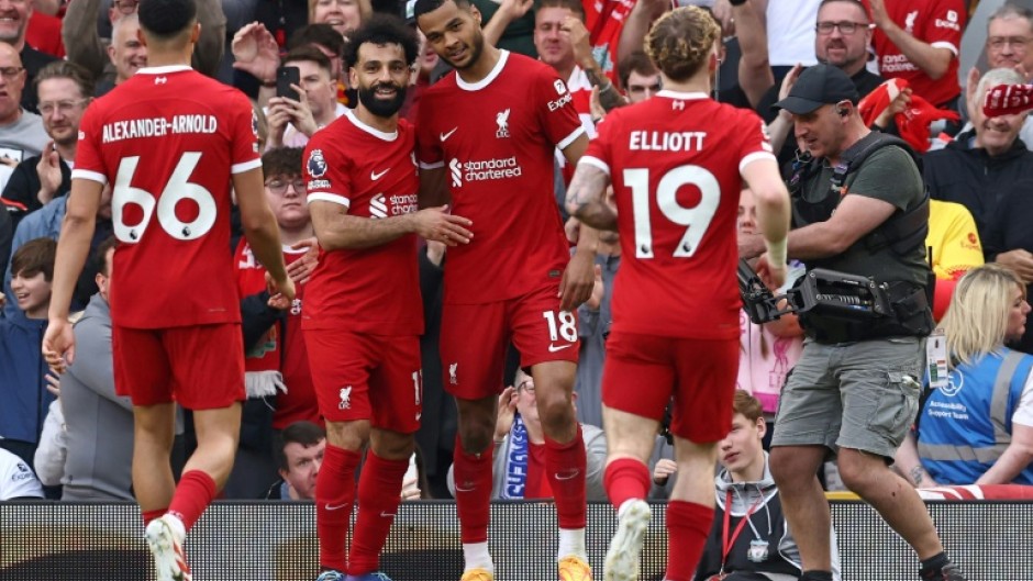 Liverpool celebrate Cody Gakpo's goal against Tottenham