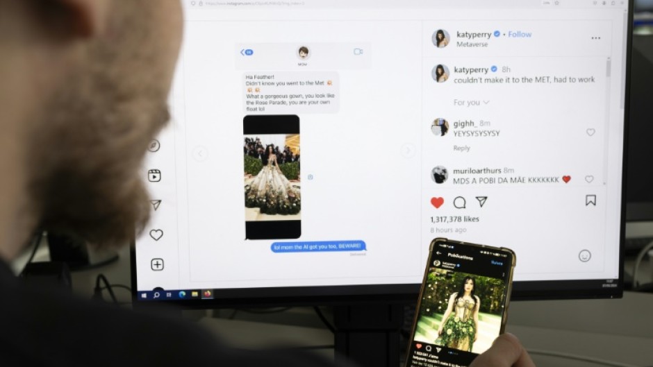 Singer Katy Perry's Instagram message with her mother, who was fooled by her Met Gala prank