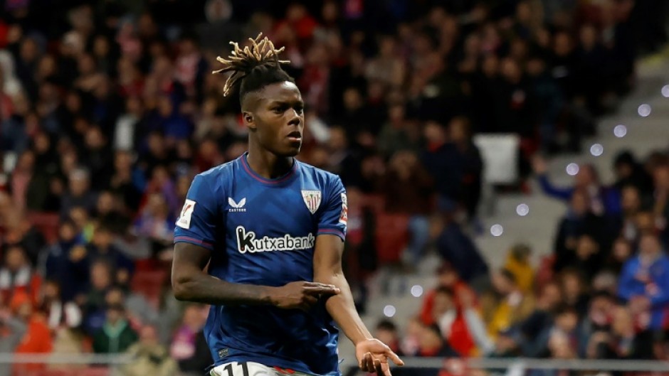 Nico Williams points to the colour of his skin after racist abuse at Atletico Madrid