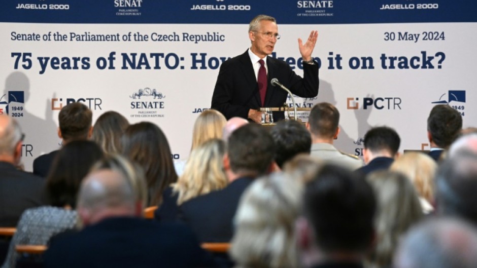'Time has come to reconsider' restrictions on Ukraine's use of Western weapons, NATO Secretary General Jens Stoltenberg said in Prague