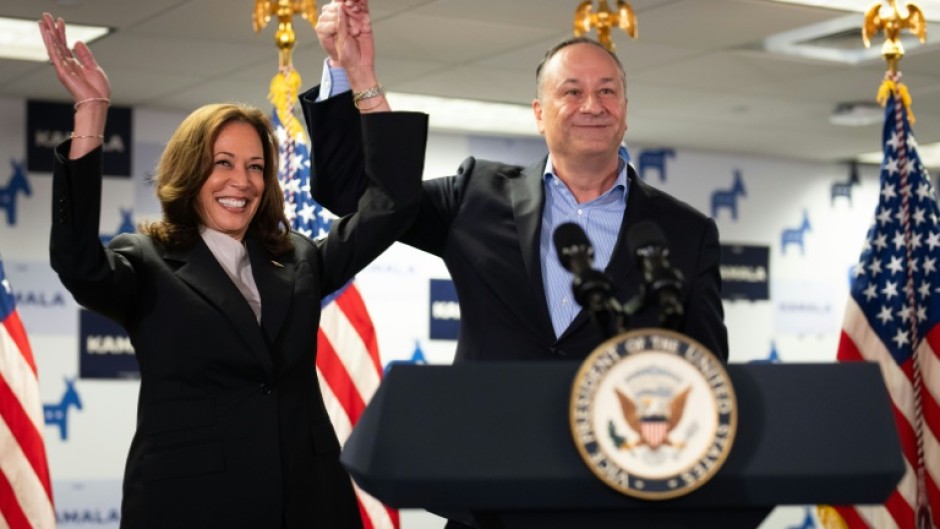 Harris and her husband Doug Emhoff spoke with campaign staff in Wilmington, Delaware after the Democratic infrastructure quickly shifted to support her candidacy following Biden's exit