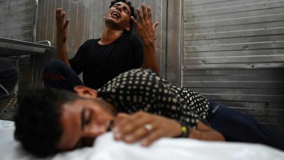 Palestinians in Khan Yunis, southern Gaza, mourn a relative killed during an Israeli strike -- more than 40,000 people have been killed in Gaza since war began on October 7, 2023, according to the Hamas-run territory's health ministry