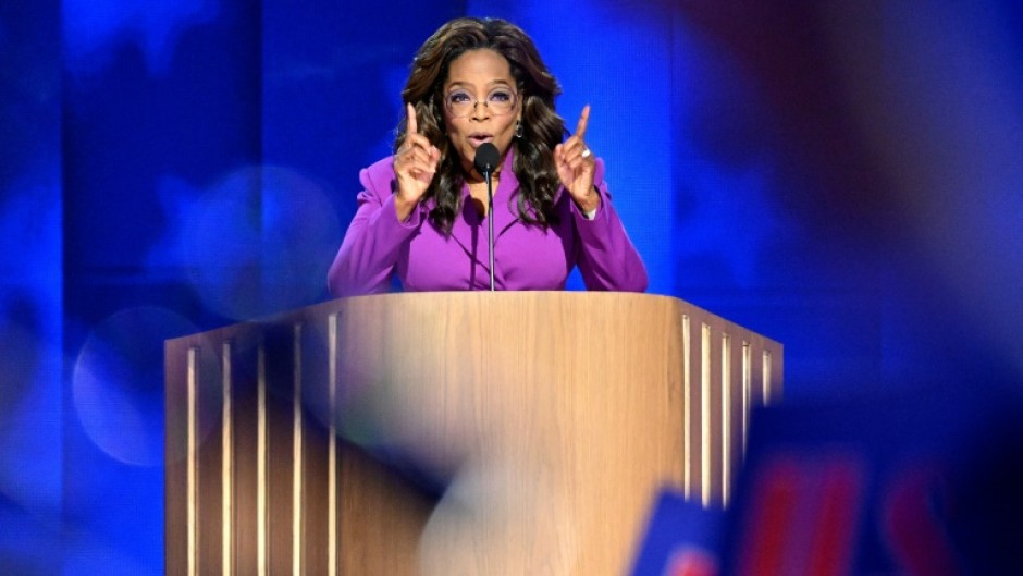 US television host and producer Oprah Winfrey speaks on the third day of the Democratic National Convention (DNC) at the United Center in Chicago