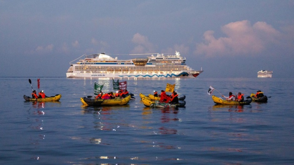 Environmental protesters blocked cruise liners from entering Marseille port