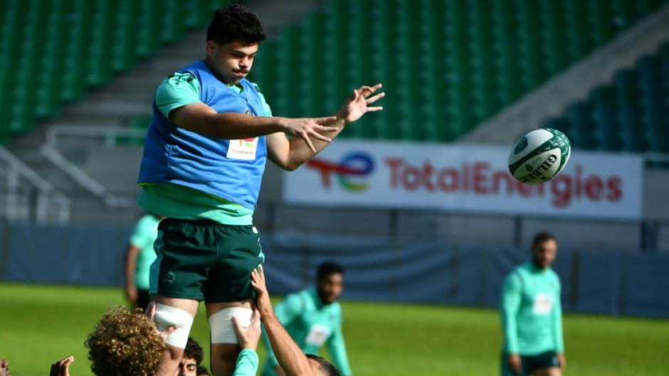 Hugo Auradou takes part in a training session with his club Pau -- he is expected to play on Saturday