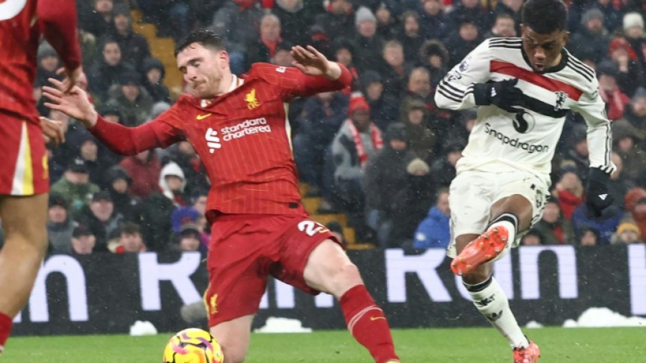 Amad Diallo (R) equalised 10 minutes from time as Manchester United earned a point at Anfield