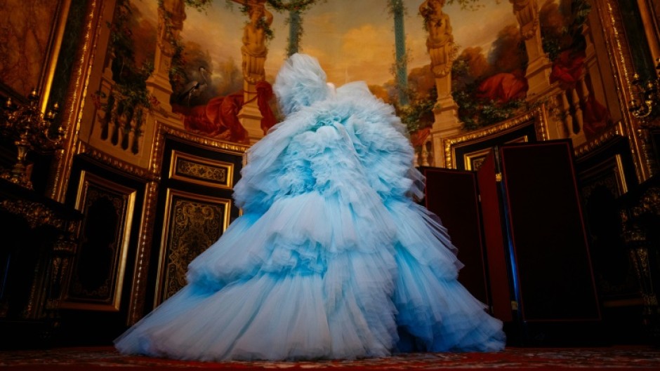 A Giambattista Valli dress from the haute couture 2018-2019 collection displayed at 'Louvre Couture'