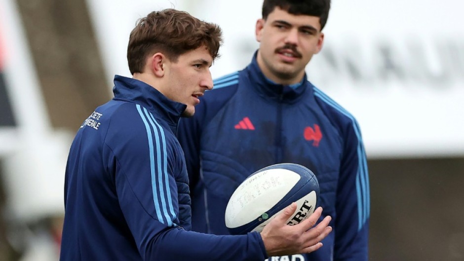 Oscar Jegou (L) and Hugo Auradou in a training session on Sunday