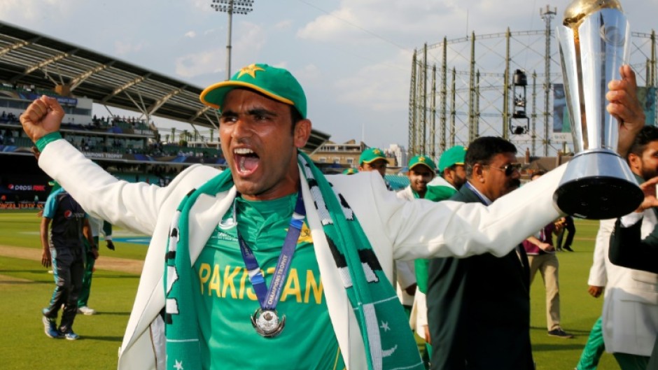 Time to celebrate: Pakistan's Fakhar Zaman holds the cup after the 2017 Champions Trophy final win over India