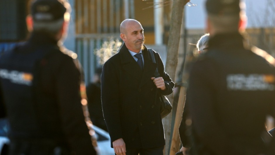 Luis Rubiales arrives at the court of San Fernando de Henares, east of Madrid, on February 3, 2025