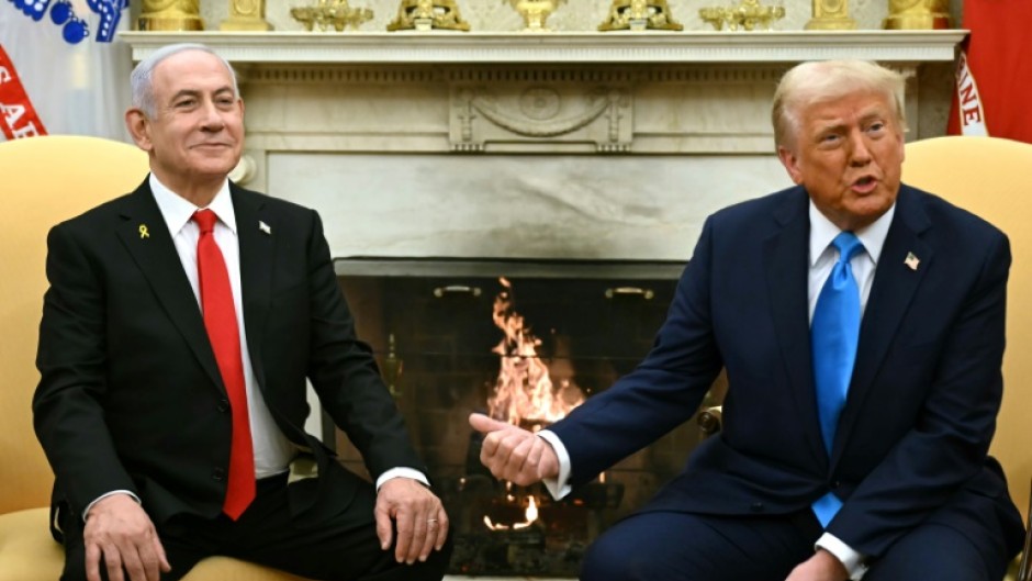 US President Donald Trump with Israel's Prime Minister Benjamin Netanyahu as he announces that he wants to take over the Gaza Strip