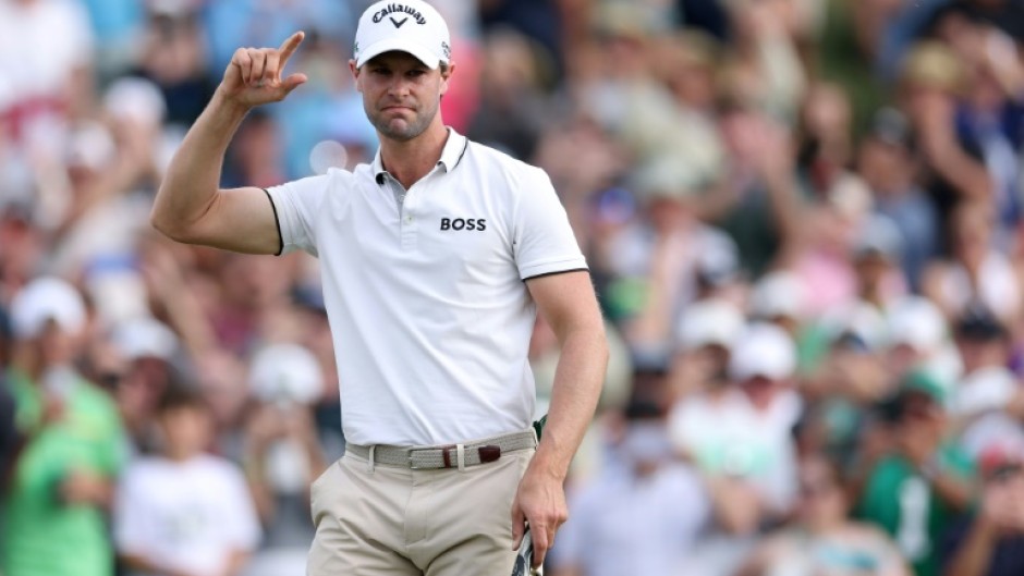 Belgian Thomas Detry celebrates his victory in the US PGA Tour Phoenix Open