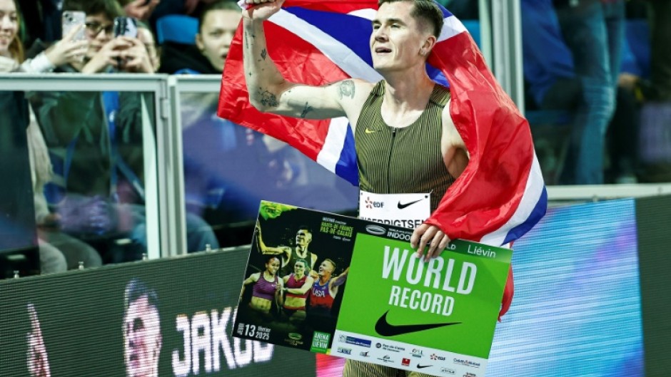 Norway's Jakob Ingebrigtsen ran the fastest indoor mile in history