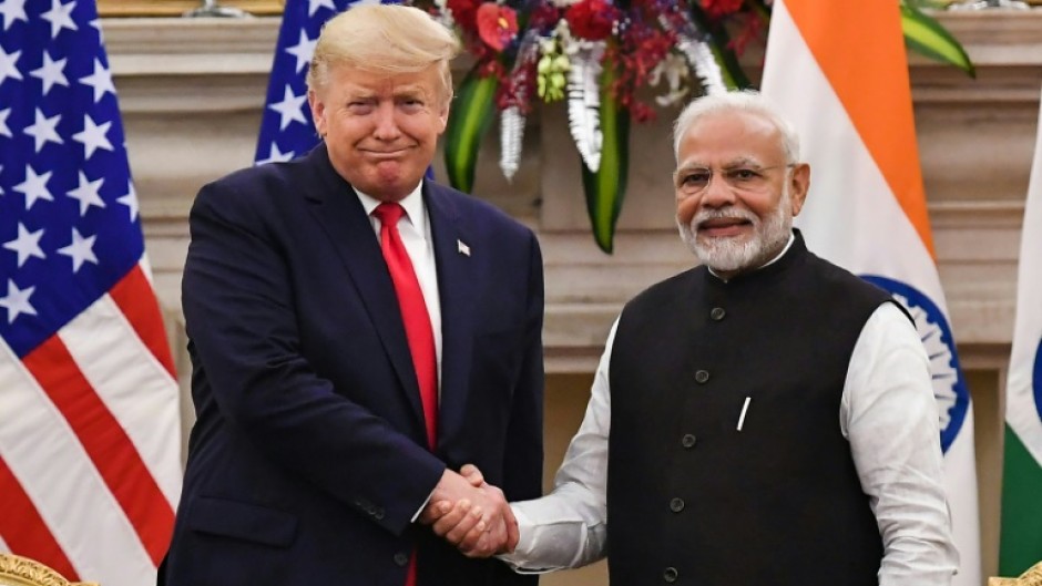 Donald Trump (L) met Narendra Modi in India in 2020