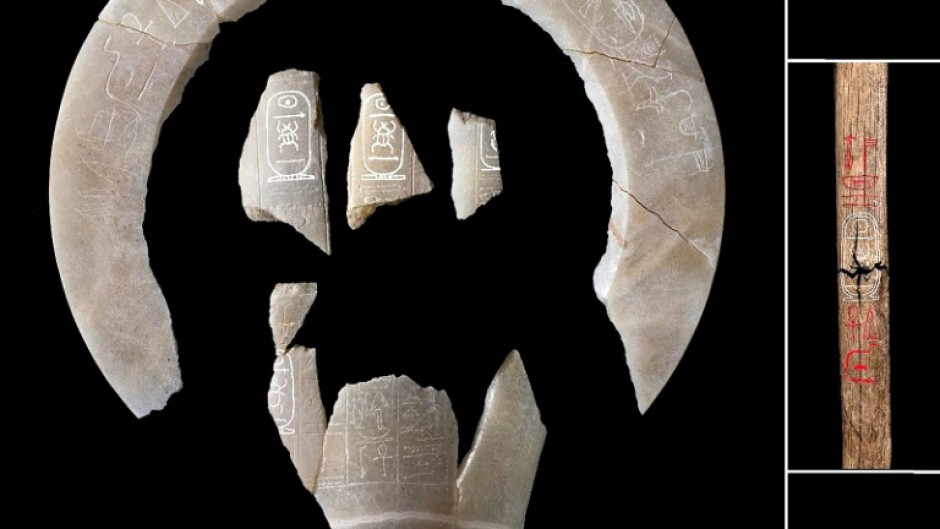 This antiquities ministry picture shows artifacts uncovered during the excavations